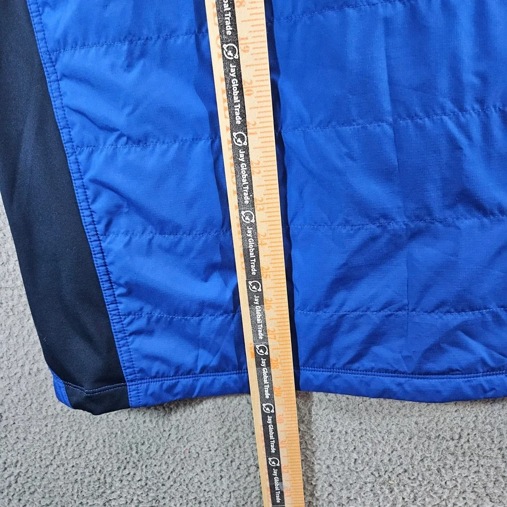 REI Mens XL Blue Hybrid Quilted Insulated Full Zip Jacket Thumbholes